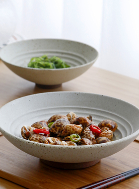 OMK 复古斗笠碗日式粗陶浅碗创意个性餐厅餐具小菜碗敞口拉面碗