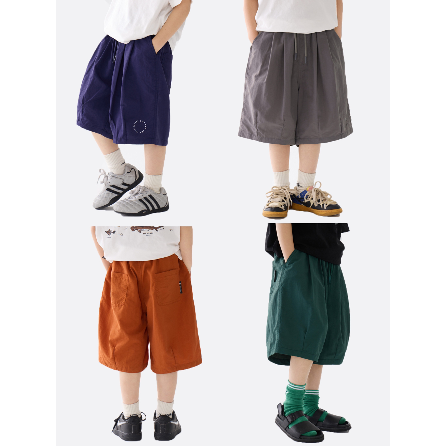 2026夏季新款儿童糖果色宽松运动沙滩短裤男中大童轻薄速干五分裤