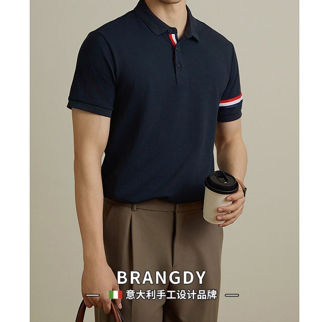 Brangdy意大利轻奢冰丝凉感POLO衫男士商务正装休闲翻领短袖T恤