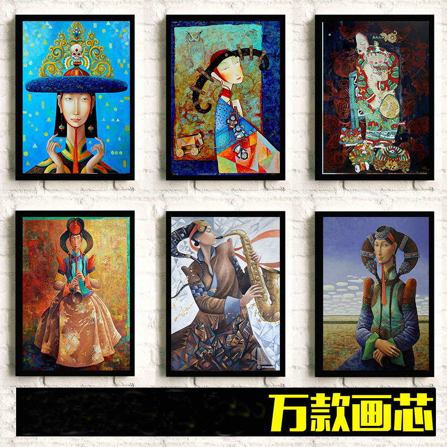 蒙古风俗文化少数民族海报女人餐厅饭馆元素客厅有框装饰壁挂贴画