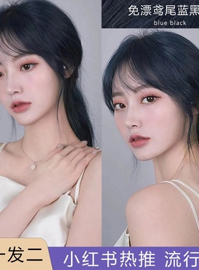 ec免漂鸢尾雾霾蓝黑灰色染发剂膏CC八角里2024流行色显白植物染发