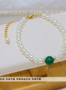 钛钢女复古青黛猫眼石手链手饰