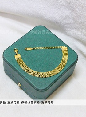 钛钢不掉色复古欧美蕾丝网格手链