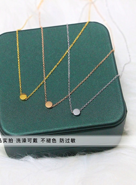 钛钢锁骨链小众小金豆项链简约