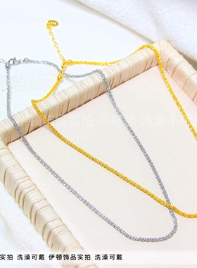 洗澡不用摘满天星钛钢女裸链项链