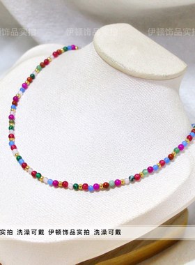 钛钢不掉色波西米亚彩色串珠项链