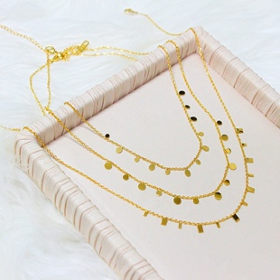 【洗澡不用摘】新款小众同款钛钢水滴圆形长方形小碎片项链锁骨链