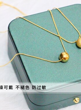 洗澡不用小众钛钢幸运珠锁骨链