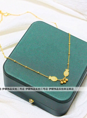 洗澡可戴钛钢锁骨链年年有余项链