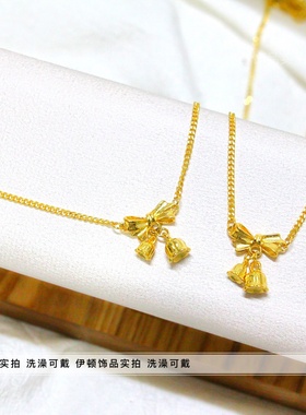 钛钢锁骨链女金店同款铃兰花项链