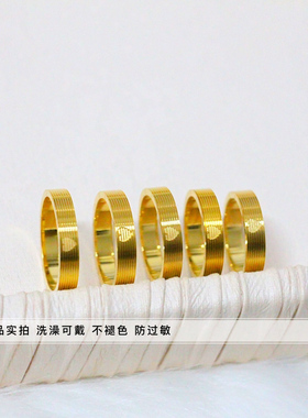 金店同款天生一对爱心钛钢戒指