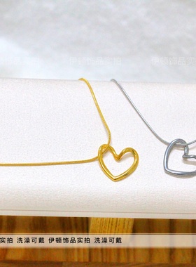 洗澡钛钢爱心女锁骨链项链简约