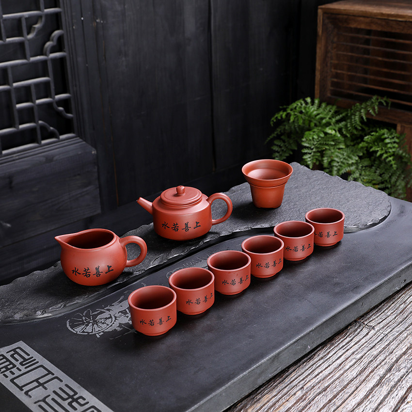 10头德钟上善若水手绘陶瓷茶具居家品茗轻奢雅致功夫茶器茶道雅致