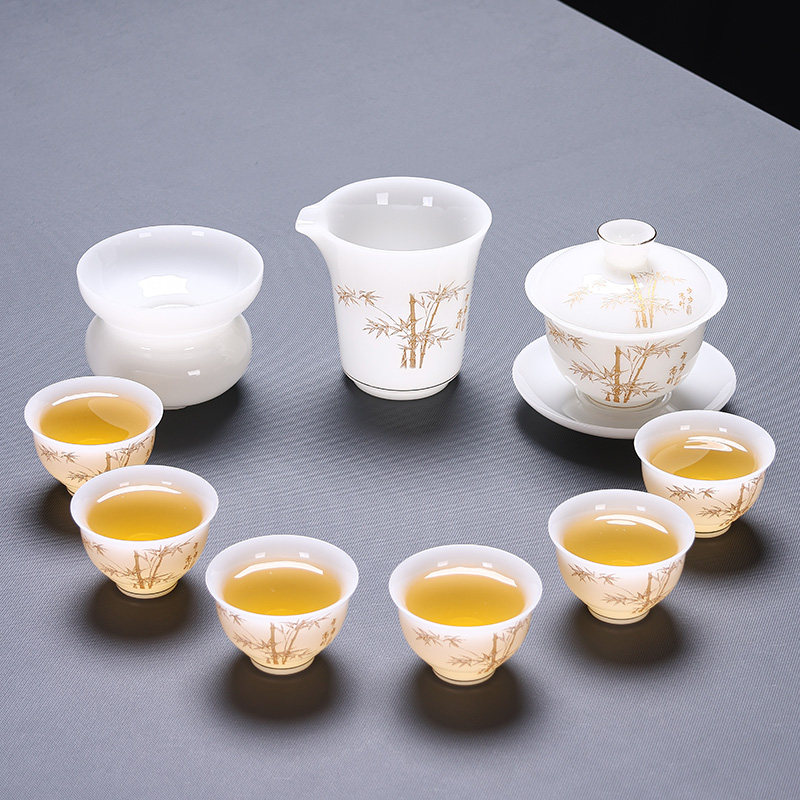 轻奢高档冰种璞玉茶具套装