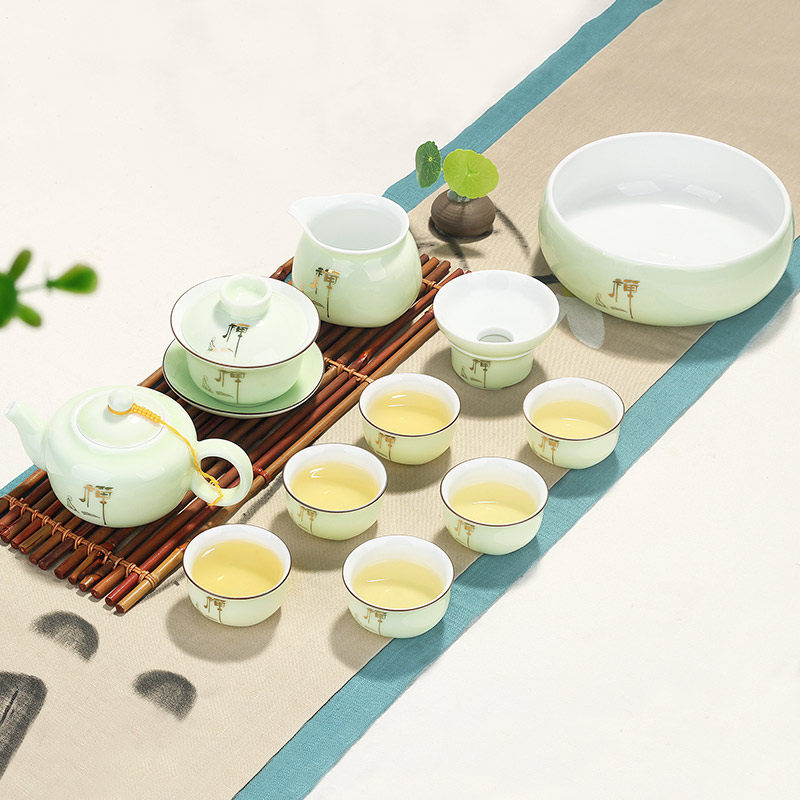 龙泉陶瓷功夫套装家用茶壶仁峰