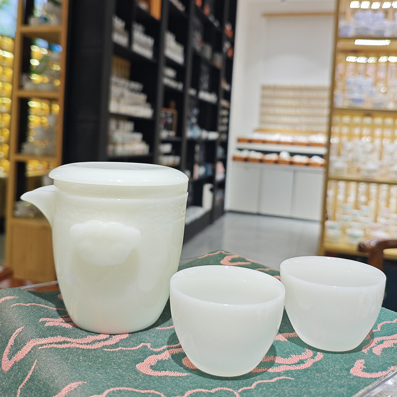 白皙祥云1壶2杯手绘陶瓷茶具居家品茗轻奢雅致茶品好物推荐茶道精