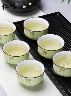 仁峰功夫小茶杯茶盏茶碗陶瓷茶具家用品茗杯青花瓷泡茶紫砂主人杯