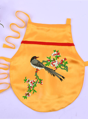 婴儿肚兜纯棉夏季薄款宝宝护肚扎牙黄色五毒兜兜护肚四季喜鹊刺绣