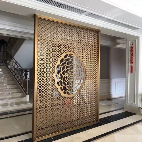 现代简约轻奢不锈钢屏风隔断玄关