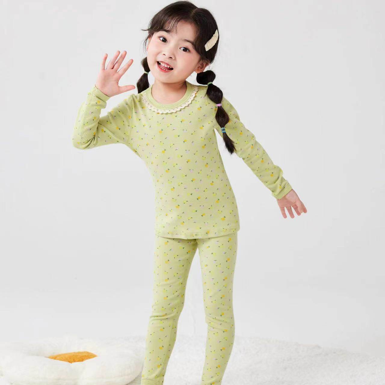 儿童秋衣秋裤套装纯棉无骨秋冬加厚保暖内衣女宝宝打底男童睡衣裤