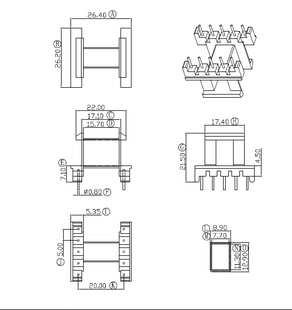 EF25加厚骨架磁芯配套 卧式5+5针 高频变压器材料可代开研磨气隙