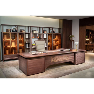 宋式美学设计师同款中式黑胡桃木办公桌主管桌高端定制酒店大班台