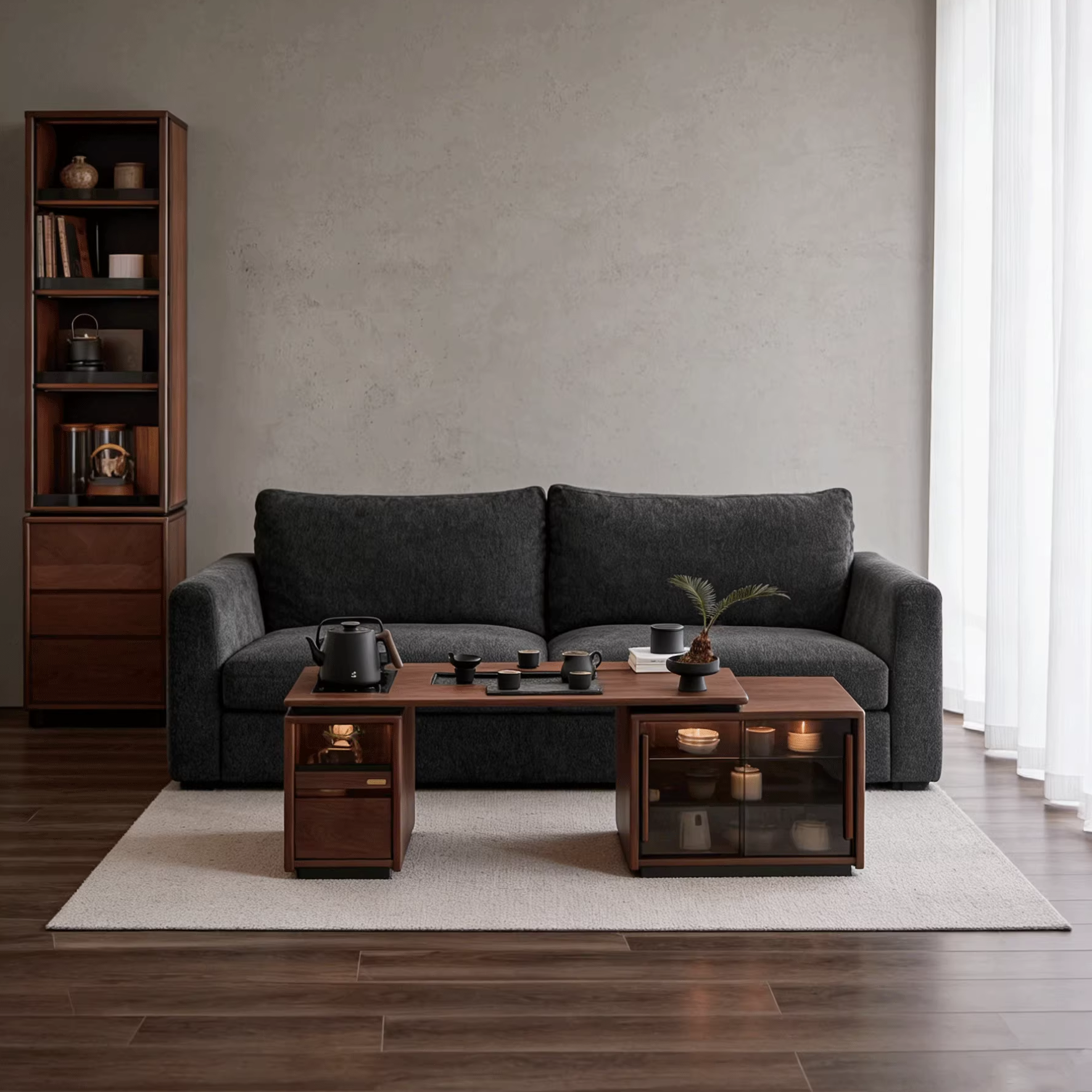 宋式美学休闲简约黑胡桃木茶桌阳台高端定制功夫茶台设计师同款,住宅家具,家用茶台/茶桌,淘宝优惠券,粉丝福利购,淘宝优惠卷