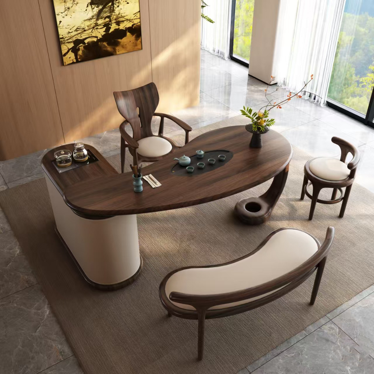 宋式美学设计师同款家具茶桌黑胡桃木酒店办公室民宿高端定制茶台,住宅家具,家用茶台/茶桌,淘宝优惠券,粉丝福利购,淘宝优惠卷