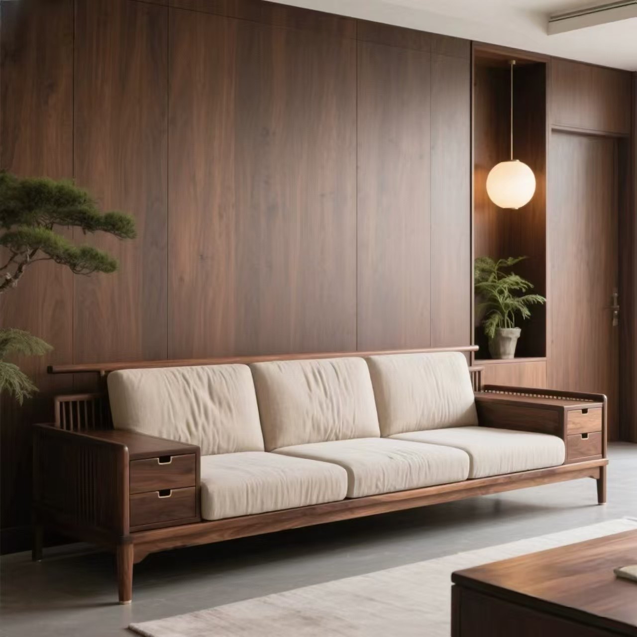 高端定制宋式美学黑胡桃木沙发家具设计师同款酒店民宿办公室实木,住宅家具,沙发,淘宝优惠券,粉丝福利购,淘宝优惠卷