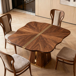宋式美学黑胡桃木四叶草餐桌设计师同款高端定制酒店餐厅饭桌家具