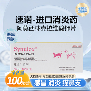 速诺消炎片猫狗阿莫西林克拉维酸钾猫咪消炎药速诺猫咪感冒药鼻支