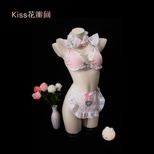 kiss花瓣间小胸款性感女仆制服cos纯欲三点式内衣高级qqny诱惑睡
