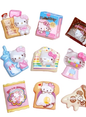 平底树脂小公仔Kitty面包食玩diy奶油手机壳手工发夹饰品配件KT