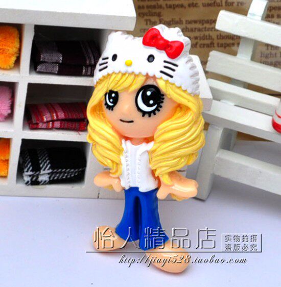 平底树脂大公仔-手机贴钻美容diy配件材料配件 芭比可爱女孩