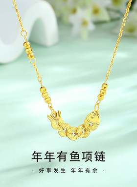 纪梵哲官旗店年年有鱼项链女s925纯银小众轻奢百搭高级感吊坠锁骨