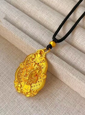 香港纪梵哲沙金貔貅吊坠花丝镂空佛牌平安扣镶钻金店同款招财进宝