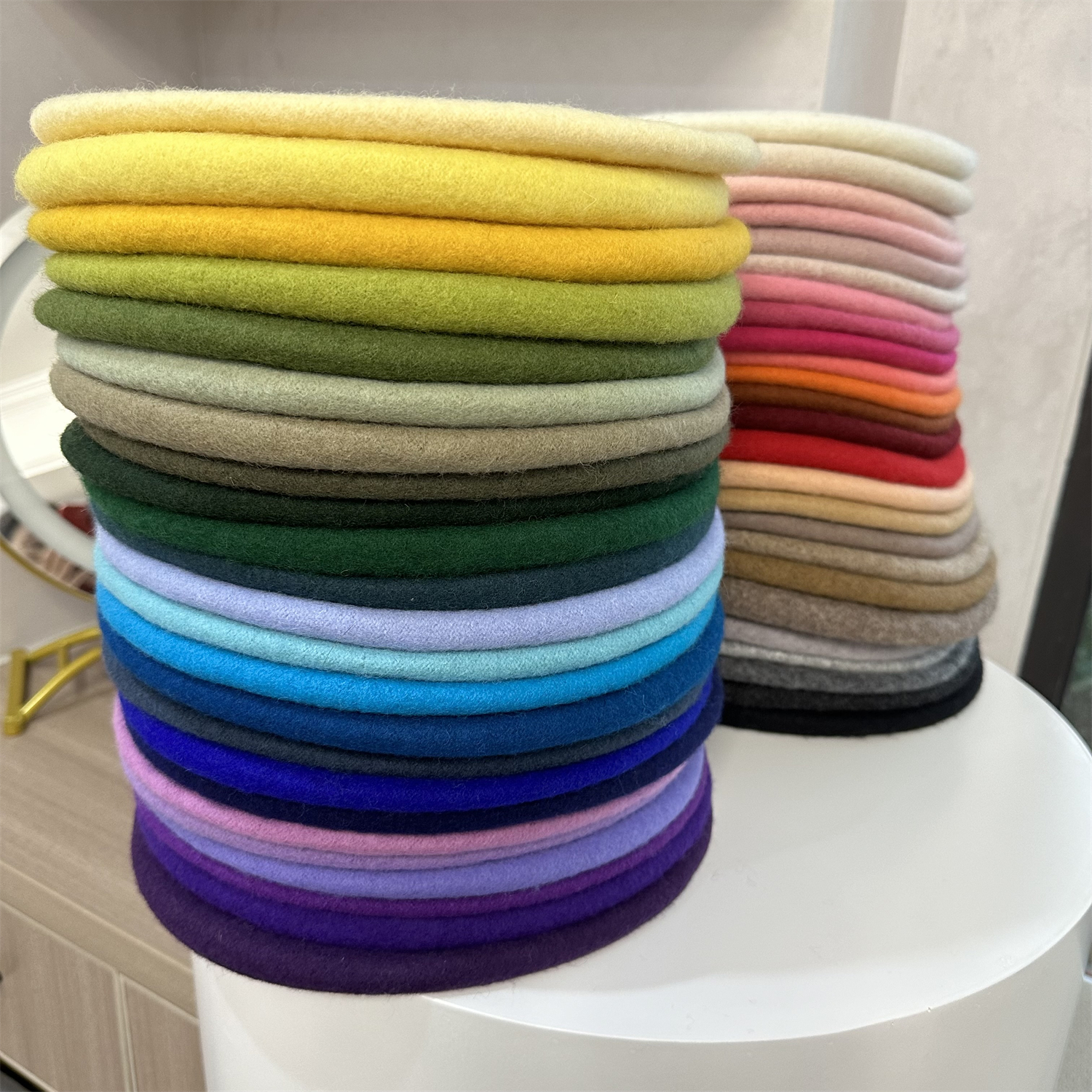 蓓蕾帽大头围澳洲羊毛秋冬季文艺