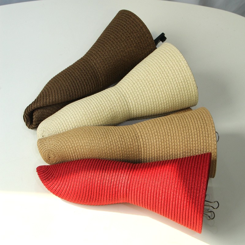 经典纯色复古赫本风大沿檐草帽女夏天可折叠遮阳帽子海边沙滩帽潮