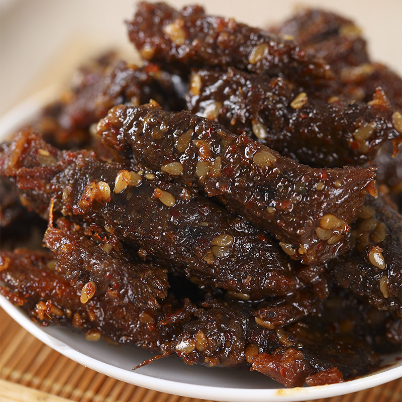 新疆特产网红休闲食品香巴拉牛肉干香辣孜然芝麻三种口味真空包装