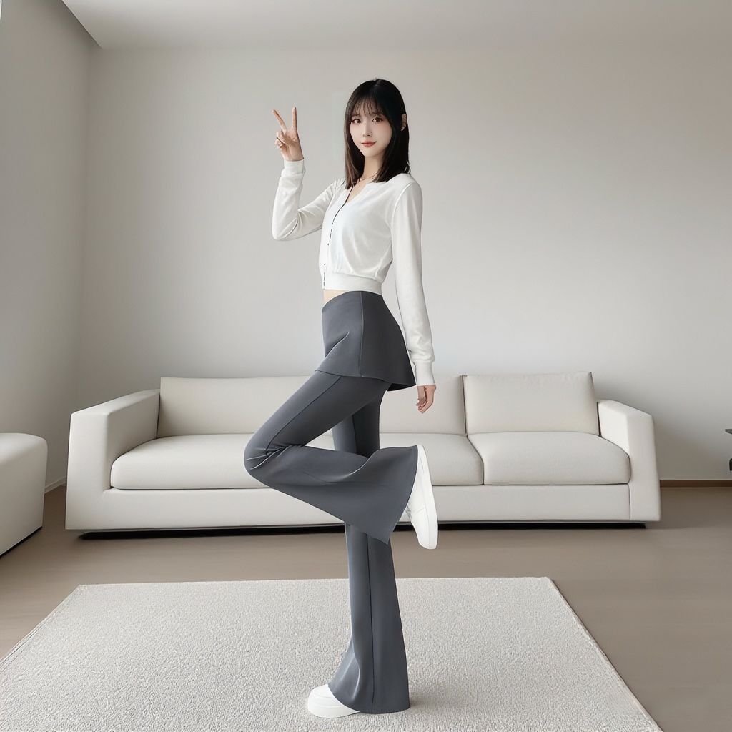假两件屁帘微喇休闲裤女春秋季