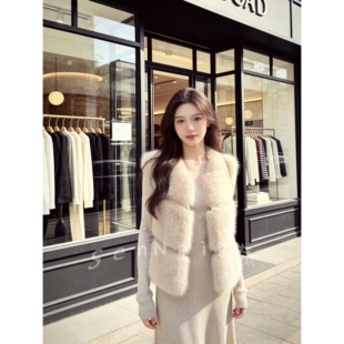 韩版名媛气质气质小香风仿水貂毛皮草坎肩马甲外套女加厚百搭背心