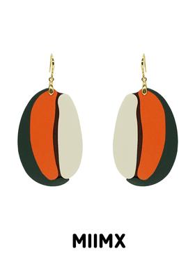 MIIMX 咖啡系列独立设计师夸张艺术气质手工牛皮耳环