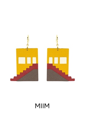 MIIMX午后小众设计夸张艺术气质手工牛皮耳环纯银耳饰复古