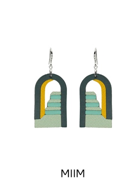 MIIMX Dream小众设计夸张艺术气质不对称牛皮耳环纯银耳饰复古