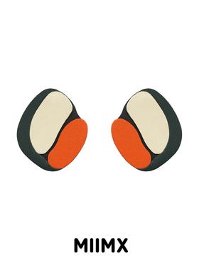 MIIMX 咖啡系列独立设计师夸张艺术气质手工牛皮耳环925银