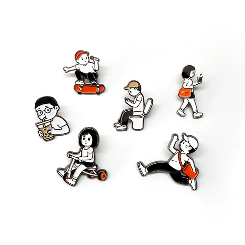FinerWorld Designer IP Иллюстрация Brooch Metal Badge Pin Life милая пара изящная глава сундука