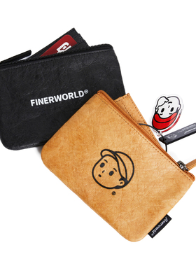 FINERWORLD杜邦纸可水洗牛皮纸拉链零钱包简约短款手拿情侣手机包