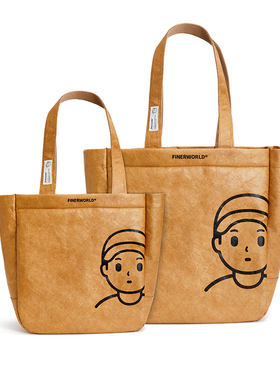 FINERWORLD杜邦纸可水洗牛皮纸防水大容量健身单肩托特手提包购物