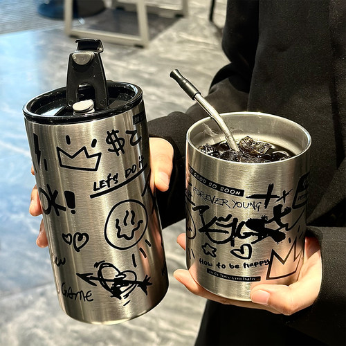 “创意涂鸦”潮酷吸管咖啡杯