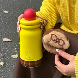 高颜值保温杯女生2025新款便携外带水杯可爱学生上学吸管杯子礼物